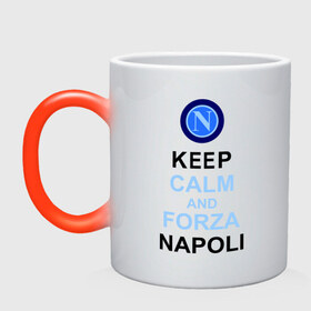 Кружка хамелеон с принтом keep calm and forza napoli , керамика | меняет цвет при нагревании, емкость 330 мл | forza napoli | keep calm | кип калм | наполи | спорт | футбол