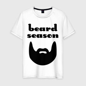 Мужская футболка хлопок с принтом beard season , 100% хлопок | прямой крой, круглый вырез горловины, длина до линии бедер, слегка спущенное плечо. | 
