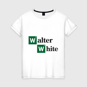 Женская футболка хлопок с принтом Walter White , 100% хлопок | прямой крой, круглый вырез горловины, длина до линии бедер, слегка спущенное плечо | breaking bad | meth | walter | white | вайт | варить | во все тяжкие | мет | уолтер