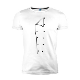 Мужская футболка премиум с принтом Шеф повар , 92% хлопок, 8% лайкра | приталенный силуэт, круглый вырез ворота, длина до линии бедра, короткий рукав | для повара | имитация одежды | одежда | отворот | повар | пуговица | пуговицы | шеф повар