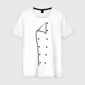Мужская футболка хлопок с принтом Шеф повар , 100% хлопок | прямой крой, круглый вырез горловины, длина до линии бедер, слегка спущенное плечо. | для повара | имитация одежды | одежда | отворот | повар | пуговица | пуговицы | шеф повар