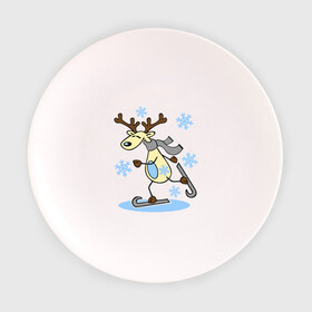 Тарелка с принтом Олень на лыжах. , фарфор | диаметр - 210 мм
диаметр для нанесения принта - 120 мм | Тематика изображения на принте: лыжи | новогодние подарки | новый год | олененок | олень | подарок на новый год