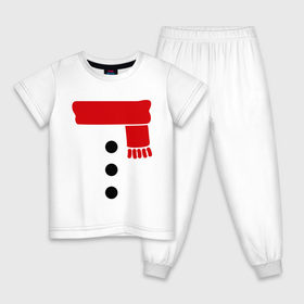 Детская пижама хлопок с принтом Снеговик, пуговицы и шарф , 100% хлопок |  брюки и футболка прямого кроя, без карманов, на брюках мягкая резинка на поясе и по низу штанин
 | новогодние подарки | новогодний подарок | новый год | снег | снеговик | шарф