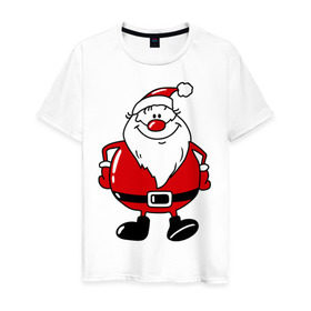 Мужская футболка хлопок с принтом Дедушка мороз , 100% хлопок | прямой крой, круглый вырез горловины, длина до линии бедер, слегка спущенное плечо. | дед | дед мороз | клаус | мороз | новгодний подарок | новогодние подарки | новый год | санта | санта клаус