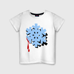 Детская футболка хлопок с принтом Снежинка ниндзя (сюрикен) , 100% хлопок | круглый вырез горловины, полуприлегающий силуэт, длина до линии бедер | капли | капля крови | кровь | новогодние подарки | новогодний подарок | новый год | узор