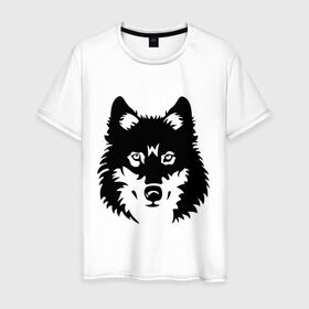 Мужская футболка хлопок с принтом Волк. , 100% хлопок | прямой крой, круглый вырез горловины, длина до линии бедер, слегка спущенное плечо. | волк | волчара | волчок | животные | собака | хищник