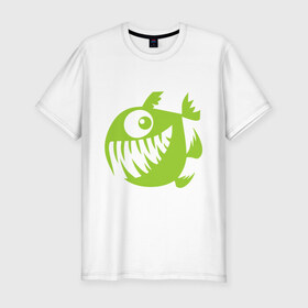 Мужская футболка премиум с принтом Рыба , 92% хлопок, 8% лайкра | приталенный силуэт, круглый вырез ворота, длина до линии бедра, короткий рукав | Тематика изображения на принте: пиранья | рыба | рыбеха | рыбина | рыбка