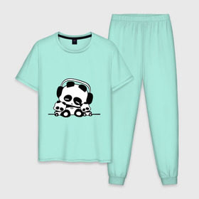 Мужская пижама хлопок с принтом Пандочки. , 100% хлопок | брюки и футболка прямого кроя, без карманов, на брюках мягкая резинка на поясе и по низу штанин
 | 
