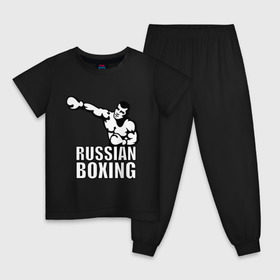 Детская пижама хлопок с принтом Russian boxing (Русский бокс) , 100% хлопок |  брюки и футболка прямого кроя, без карманов, на брюках мягкая резинка на поясе и по низу штанин
 | box | boxing | ring | russian boxing русский бокс | бокс | боксинг | ринг