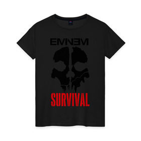 Женская футболка хлопок с принтом Eminem - Survival , 100% хлопок | прямой крой, круглый вырез горловины, длина до линии бедер, слегка спущенное плечо | eminem   survival | gangsta | gansta | hip | hip hop | hop | media | rap | survival выживание | еп | рэп | рэпчина | хип | хип хоп | хоп | эминем