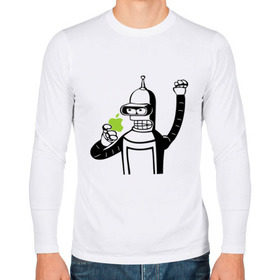 Мужской лонгслив хлопок с принтом Бендер и яблоко , 100% хлопок |  | bender | futurama fans | futurama t shirt | newtop | robot | toplanding | uturama | бендер | бендер и яблоко | выше нос | мультики | мультфильмы | робот | фрукт | футурама