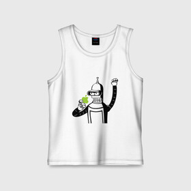 Детская майка хлопок с принтом Бендер и яблоко ,  |  | bender | futurama fans | futurama t shirt | newtop | robot | toplanding | uturama | бендер | бендер и яблоко | выше нос | мультики | мультфильмы | робот | фрукт | футурама