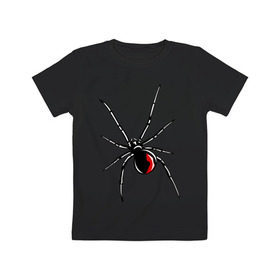 Детская футболка хлопок с принтом Черная вдова , 100% хлопок | круглый вырез горловины, полуприлегающий силуэт, длина до линии бедер | паук | тарантул | черная вдова | черная вдованасекомые