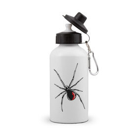 Бутылка спортивная с принтом Черная вдова , металл | емкость — 500 мл, в комплекте две пластиковые крышки и карабин для крепления | паук | тарантул | черная вдова | черная вдованасекомые