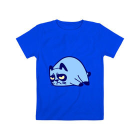 Детская футболка хлопок с принтом grumpy cat , 100% хлопок | круглый вырез горловины, полуприлегающий силуэт, длина до линии бедер | grumpy cat | кошки | няш | сварливый