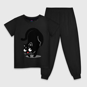 Детская пижама хлопок с принтом Баланс , 100% хлопок |  брюки и футболка прямого кроя, без карманов, на брюках мягкая резинка на поясе и по низу штанин
 | cat | баланс | киса | кот | коты | кошка | кошки | няш
