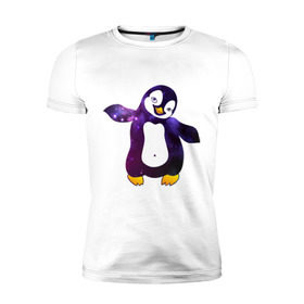Мужская футболка премиум с принтом Пингвин просто космос , 92% хлопок, 8% лайкра | приталенный силуэт, круглый вырез ворота, длина до линии бедра, короткий рукав | Тематика изображения на принте: пингвин