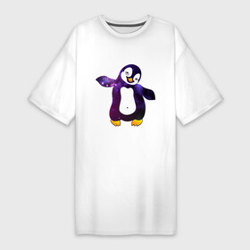 Платье-футболка хлопок с принтом Пингвин просто космос ,  |  | пингвин