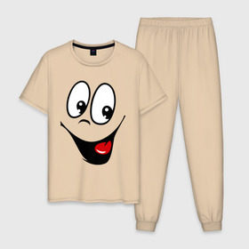 Мужская пижама хлопок с принтом Заразительная улыбка , 100% хлопок | брюки и футболка прямого кроя, без карманов, на брюках мягкая резинка на поясе и по низу штанин
 | smile | заразительная улыбка | смайл | смайлик | смайлы | улыбка