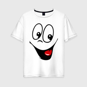 Женская футболка хлопок Oversize с принтом Заразительная улыбка , 100% хлопок | свободный крой, круглый ворот, спущенный рукав, длина до линии бедер
 | smile | заразительная улыбка | смайл | смайлик | смайлы | улыбка