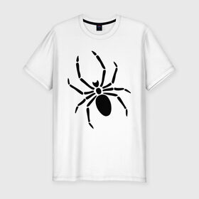 Мужская футболка премиум с принтом Страшный паук , 92% хлопок, 8% лайкра | приталенный силуэт, круглый вырез ворота, длина до линии бедра, короткий рукав | Тематика изображения на принте: насекомые | паук | паук на спине | страшный паук | тарантул