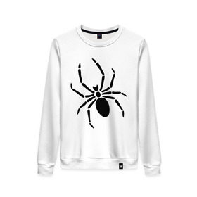 Женский свитшот хлопок с принтом Страшный паук , 100% хлопок | прямой крой, круглый вырез, на манжетах и по низу широкая трикотажная резинка  | насекомые | паук | паук на спине | страшный паук | тарантул