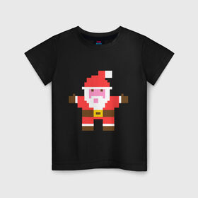 Детская футболка хлопок с принтом Пиксельный Дед Мороз , 100% хлопок | круглый вырез горловины, полуприлегающий силуэт, длина до линии бедер | 8 bit | дед мороз | пиксели | пиксельный | рождество | с новым годом | с рождеством | санта клаус
