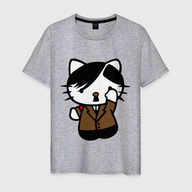 Мужская футболка хлопок с принтом Kitty Hitler , 100% хлопок | прямой крой, круглый вырез горловины, длина до линии бедер, слегка спущенное плечо. | Тематика изображения на принте: kitty hitler | кошки | прикольные картинки