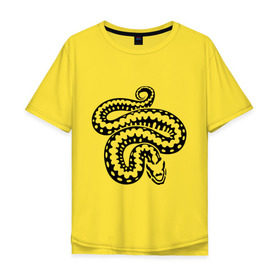 Мужская футболка хлопок Oversize с принтом Силуэт змеи , 100% хлопок | свободный крой, круглый ворот, “спинка” длиннее передней части | животные | змеиная кожа | змея | прикольные картинки | силуэт змеи