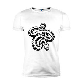 Мужская футболка премиум с принтом Силуэт змеи , 92% хлопок, 8% лайкра | приталенный силуэт, круглый вырез ворота, длина до линии бедра, короткий рукав | животные | змеиная кожа | змея | прикольные картинки | силуэт змеи