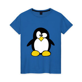 Женская футболка хлопок с принтом Пингвин , 100% хлопок | прямой крой, круглый вырез горловины, длина до линии бедер, слегка спущенное плечо | пингвин