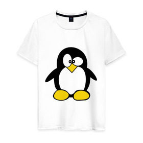 Мужская футболка хлопок с принтом Пингвин , 100% хлопок | прямой крой, круглый вырез горловины, длина до линии бедер, слегка спущенное плечо. | пингвин