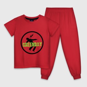 Детская пижама хлопок с принтом Green Day Circle , 100% хлопок |  брюки и футболка прямого кроя, без карманов, на брюках мягкая резинка на поясе и по низу штанин
 | green day circle | зеленый день | музыка | рок