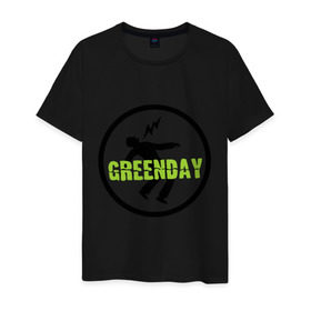 Мужская футболка хлопок с принтом Green Day Circle , 100% хлопок | прямой крой, круглый вырез горловины, длина до линии бедер, слегка спущенное плечо. | green day circle | зеленый день | музыка | рок