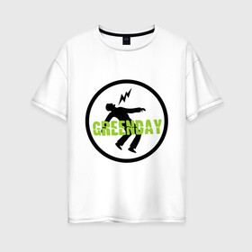 Женская футболка хлопок Oversize с принтом Green Day Circle , 100% хлопок | свободный крой, круглый ворот, спущенный рукав, длина до линии бедер
 | green day circle | зеленый день | музыка | рок