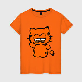Женская футболка хлопок с принтом Kitty Garfield , 100% хлопок | прямой крой, круглый вырез горловины, длина до линии бедер, слегка спущенное плечо | 