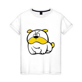 Женская футболка хлопок с принтом Собачка , 100% хлопок | прямой крой, круглый вырез горловины, длина до линии бедер, слегка спущенное плечо | бульдог | животные | песик | собака | собачка