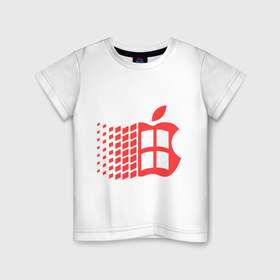 Детская футболка хлопок с принтом Яблоковиндовс , 100% хлопок | круглый вырез горловины, полуприлегающий силуэт, длина до линии бедер | антибренд | яблоко | яблоковиндовс