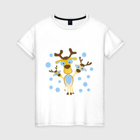 Женская футболка хлопок с принтом Три оленя , 100% хлопок | прямой крой, круглый вырез горловины, длина до линии бедер, слегка спущенное плечо | копыта | олень | рога | три оленя
