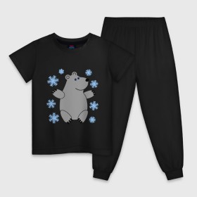 Детская пижама хлопок с принтом Белый мишка , 100% хлопок |  брюки и футболка прямого кроя, без карманов, на брюках мягкая резинка на поясе и по низу штанин
 | белый медведь | белый мишка | животные | мишка с в снежинках | новогодний мишка | новый год