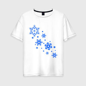 Женская футболка хлопок Oversize с принтом Снежинки (snowflakes) , 100% хлопок | свободный крой, круглый ворот, спущенный рукав, длина до линии бедер
 | 