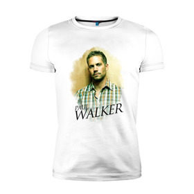 Мужская футболка премиум с принтом Paul Walker , 92% хлопок, 8% лайкра | приталенный силуэт, круглый вырез ворота, длина до линии бедра, короткий рукав | Тематика изображения на принте: paul walker | актер | пол уокер