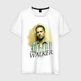 Мужская футболка хлопок с принтом Paul Walker , 100% хлопок | прямой крой, круглый вырез горловины, длина до линии бедер, слегка спущенное плечо. | paul walker | актер | пол уокер