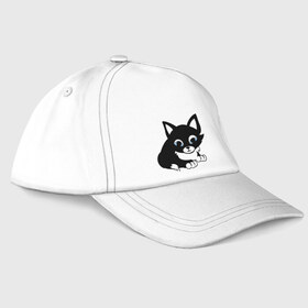 Бейсболка с принтом Кошечка , 100% хлопок | классический козырек, металлическая застежка-регулятор размера | Тематика изображения на принте: киска | кошечка | кошка с белым хвостиком | мяу | черная кошка