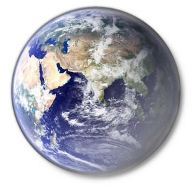 Значок с принтом Планета земля ,  металл | круглая форма, металлическая застежка в виде булавки | вид с космоса | земля | наша планета | планета | планета земля