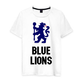 Мужская футболка хлопок с принтом blue lions (chelsea) , 100% хлопок | прямой крой, круглый вырез горловины, длина до линии бедер, слегка спущенное плечо. | Тематика изображения на принте: blue lions | blue lions (chelsea) | спорт | футбол