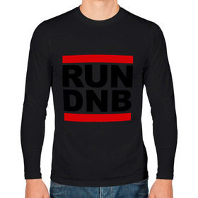 Мужской лонгслив хлопок с принтом RUN DNB , 100% хлопок |  | dnb | run | run dnb | музыка | электронная