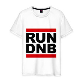 Мужская футболка хлопок с принтом RUN DNB , 100% хлопок | прямой крой, круглый вырез горловины, длина до линии бедер, слегка спущенное плечо. | dnb | run | run dnb | музыка | электронная