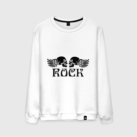 Мужской свитшот хлопок с принтом Rock (Рок) , 100% хлопок |  | rock (рок) | кости | крылатые черепа | крылатый рок | музыка | разное | рок | черепа