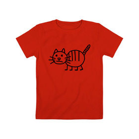 Детская футболка хлопок с принтом Рисунок кота , 100% хлопок | круглый вырез горловины, полуприлегающий силуэт, длина до линии бедер | кот | кот с тремя полосками | котик | рисунок кота | смешной кот | усы